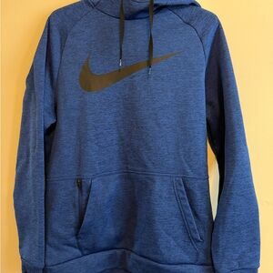 Nike Men's Royal Blue Hoodie with Black Logo